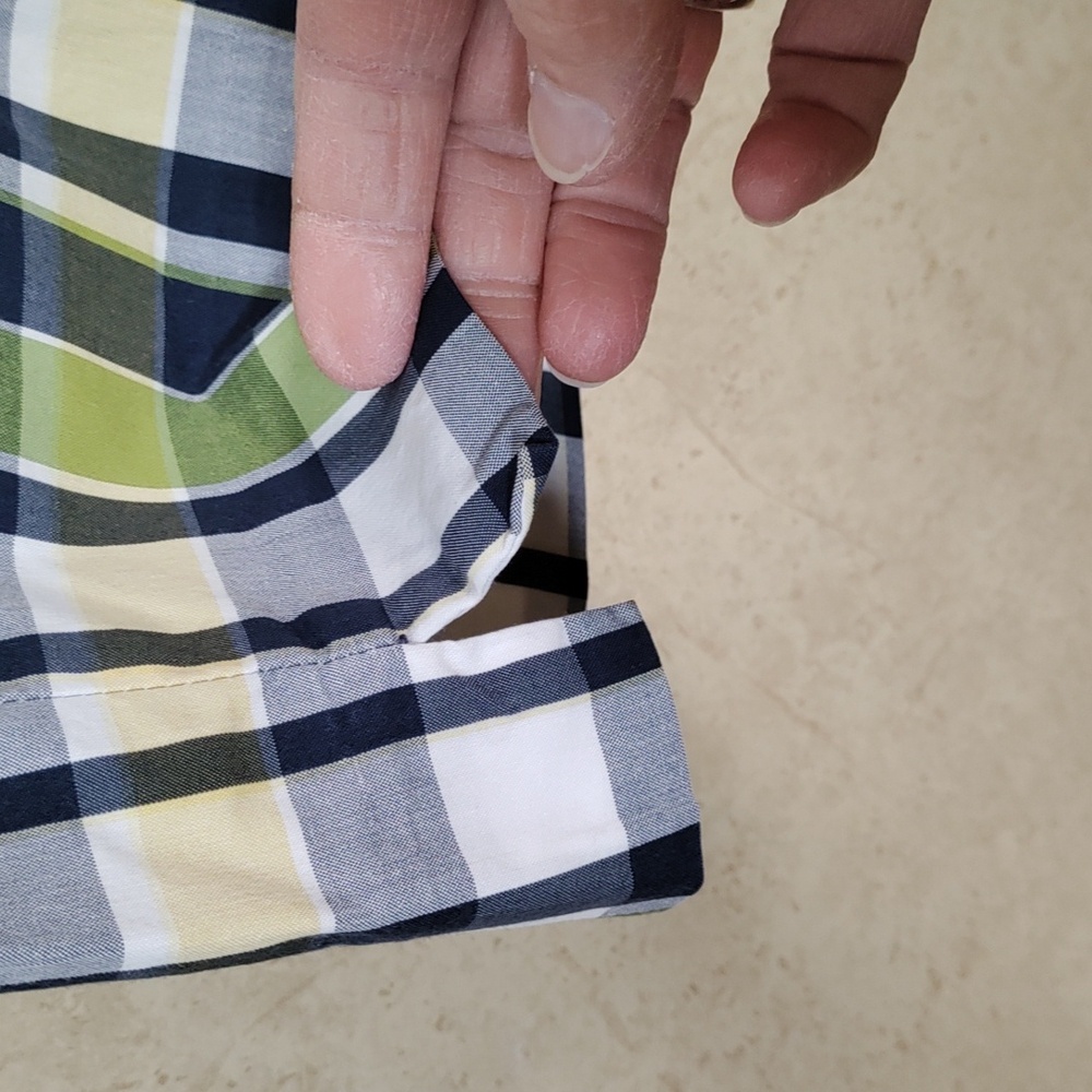 *E194 Anne Klein Sport navy, green & yellow cotton plaid shorts 12 FINAL PRICE - Picture 5 of 11